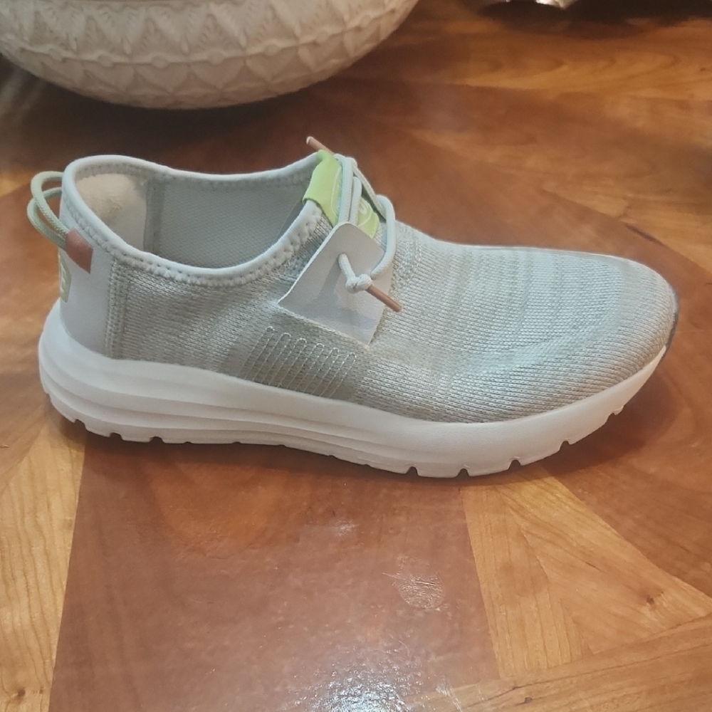 Hey Dude Light Gray and White Sneakers